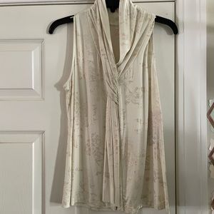 NWTS. SLEEVELESS TIE NECK KNIT CREAM GOLD FLOWERS M (very subtle)